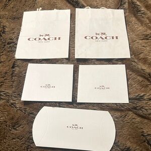 Bundle - 2 Coach Gift Bags & 3 Boxes